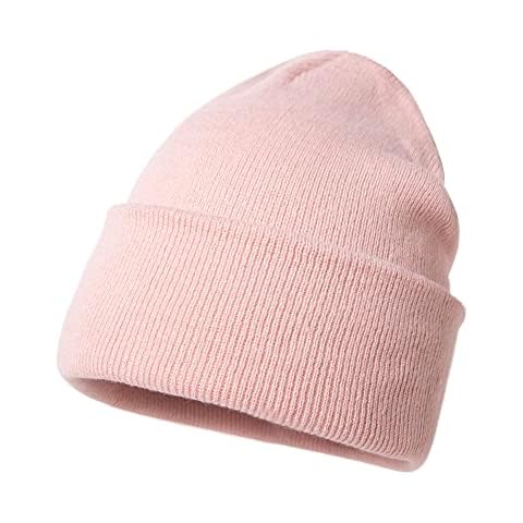 Jeff & Aimy Unisex Winter Beanie Hat for Women Warm Knit Skull Cap Cuffed Slouchy Soft Skiing Pink Cover