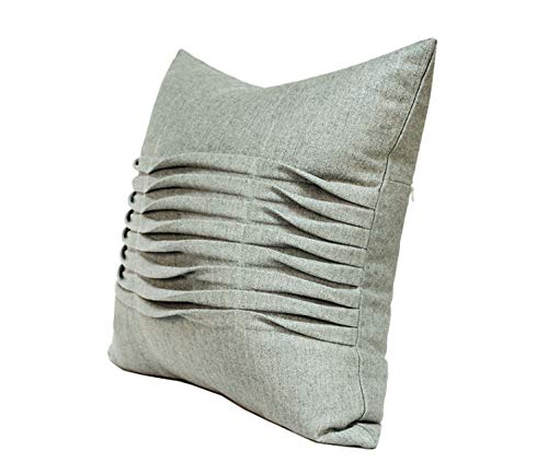 Fundas de Cojín Decorativa Funda de Almohada Cuadrada Tejida A Mano con Decoración de Sofá de Dormitorio A Rayas Gris Verde Claro 45 * 45 cm (Incluye Relleno)