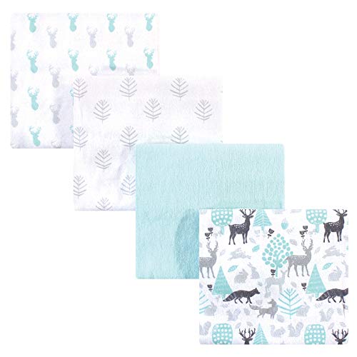 Hudson Baby Unisex Baby Cotton Flannel Receiving Blankets, Linocut Woodland, One Size