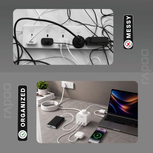 Image of Rapoo SP30 6in1, Heavy Duty Power Extension, 3 AC Socket, 2 USB A, 1 Type C