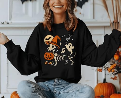 Dachshund Skeleton Hoodie Skeleton Weenie Halloween Sweatshirt Funny Spooky Season Weenie Dog Pullover Hoodie3