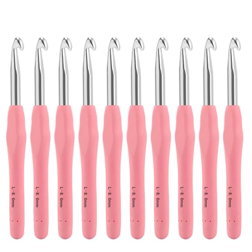 Image of Vodiye 10PCS Crochet Hooks, Professional Extra Long 8.0mm, Ergonomic Handle, Crochet Needle for Beginners and Experienced Lovers