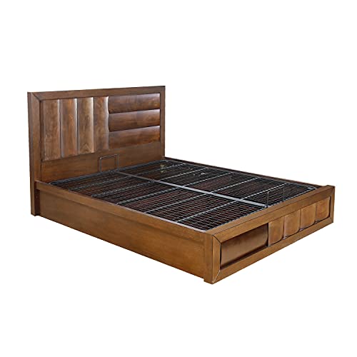 Image of @home By Nilkamal Gladiator King Bed with Hydraulic Storage (Brown)