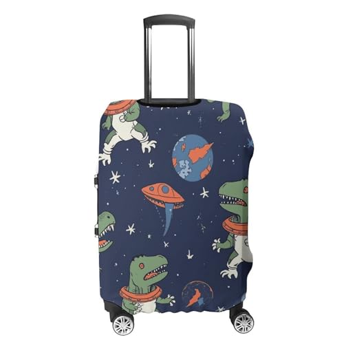 Funny Astronaut Dinosaur Rocket Printed Luggage Cover Protector, Fits 18-32 Inch Luggage4
