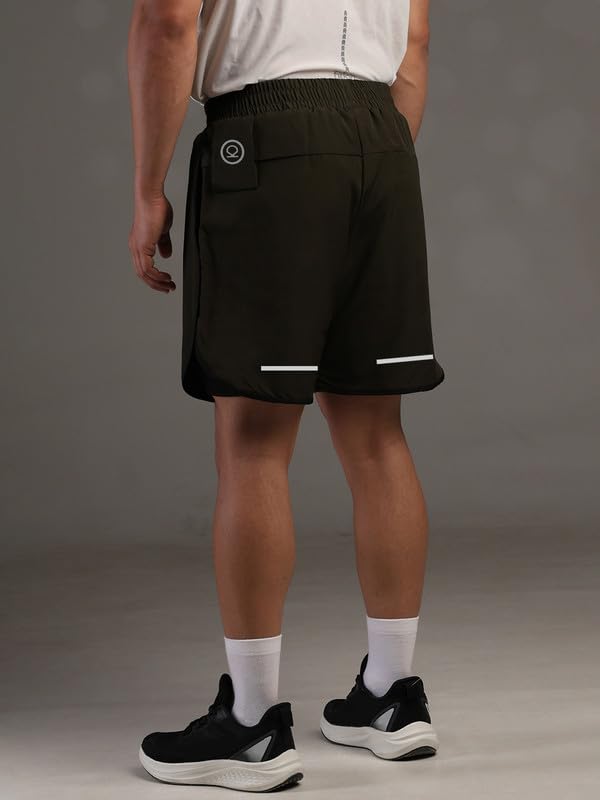 Image of CHKOKKO Double Layered Gym Shorts for Men Workout | Compression Inner Layer with Pockets Across Inner Outer and Back | Dry Fit Sports Athletic wear for Running Jogging or Training
