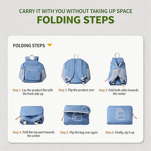 Mochila plegable resistente al agua ligera para senderismo miniatura 6