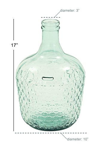 Deco 79 Recycled Glass Decorative Vase Spanish Bottle Centerpiece Vase with Bubble Texture, Flower Vase for Home Decoration 10" x 10" x 17", Blue - Image 12
