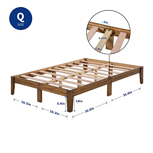 Olee Sleep 14Inch Smart Wood Platform Bed Frame Queen Natural #TOP1