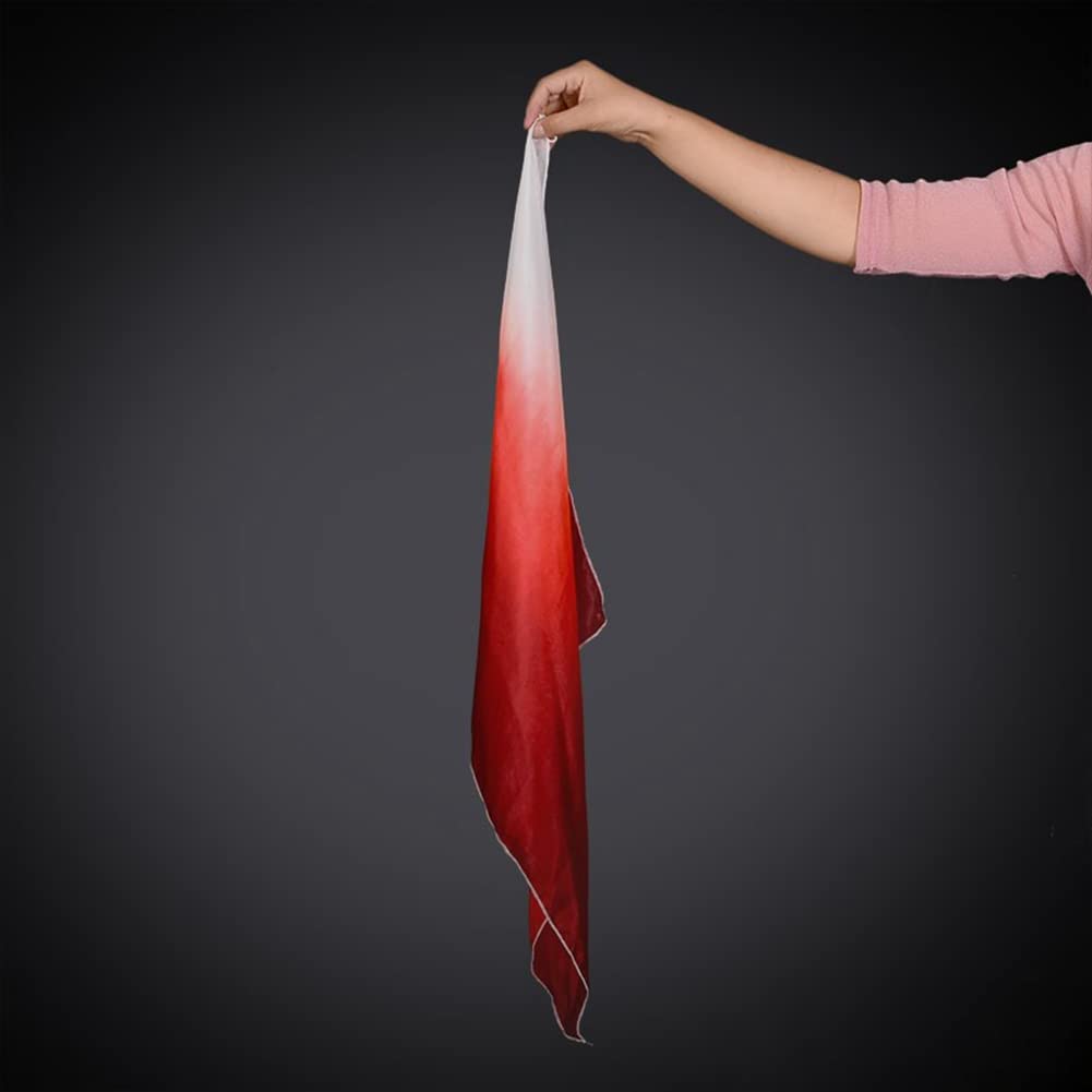 Velos de Abanico Doble de Medio Círculo Rojo Seda para Danza Folclórica Mujer 1 Par