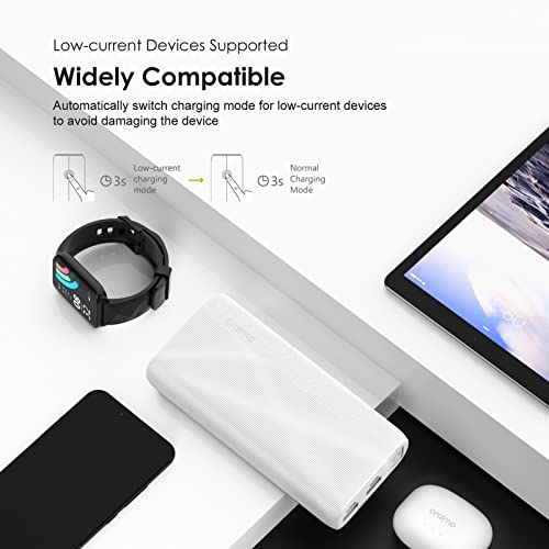 Image of Oraimo 20000mAh Power Bank with 2.1A Fast Charging,Triple Output, Power Delivery, Type C &Micro Input,Multi-Layer Protection with LED Torch (White)