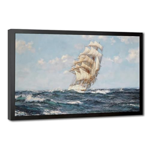Affiche sur toile Dumbarton Rock par Montague Dawson cadre suspendu 20x30 cm