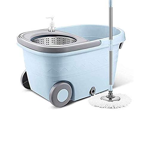 Trapeador rotatorio de Doble accionamiento para el hogar, trapeador de Poste de Acero Inoxidable, trapeador automático de presión Manual de Doble Barril para perseguir la Felicidad y la sabiduría