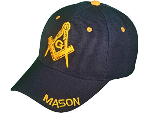 Image of AborenCo Freemason Mason Lodge Symbol Adjustable 3D Embroidery Baseball Cap Hat