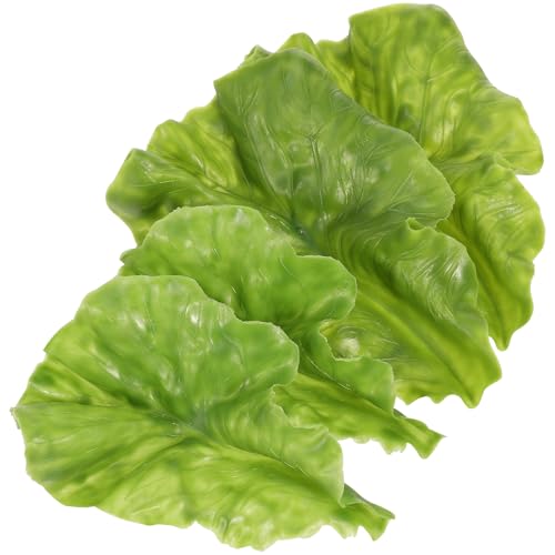 ibasenice 20 Pcs Realistic Green Leaf Lettuce Simulation Vegetable Model