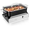AUTUCU Slow Cooker 10-Quart - PFOA-Free Ceramic Coating, Oven Safe to 450°F | Keep Warm Function for Large Family Gatherings (Includes Silicone Spoon)
