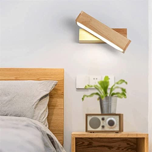 Aplique de pared LED de madera giratorio e interruptor manual integrado 5