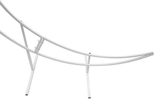 Miniatura 6 de Fetcoi Arco de boda de luna creciente blanca de 7 pies, diseño curvo de metal, soporte de telón de fondo para fotografía, marco de globo de flores,