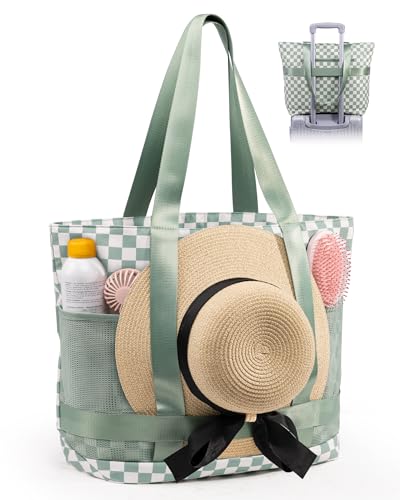 Large Beach Tote Pool Swim Bag for Women Sandproof with Wet Compartment