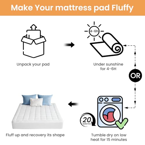 BaliChun Twin XL Size Mattress Pad Cotton Top Mattress Topper Fitted Quilted Mattress Cover Soft Breathable Pillow Top Cooling Mattress Protector Stretches up 8"-21" Deep Pocket (39×80 Inches, White) by BaliChun - Image 7