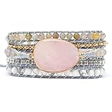 LIUYUYOUGO Pulsera Mujer Pulsera De Piedra Natural Para Hombre Y Mujer Estilo Bohemio Hecha A Mano Multicapa De 5 Hebras Con Abalorios Vintage Facetas De Cristal Piedras Preciosas Joyería Étnica C