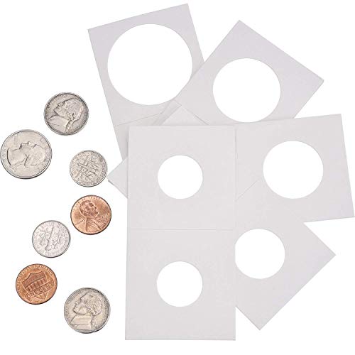 DILISEN 300 Stück Kartonmünzenhalter Flip Mega Sortiment, 5,1 x 5,1 cm für Münzsammlungen