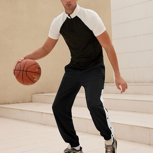 Men's Breakaway Athletic Pants Fashion Side Open Buckle Workout Trouser Warm-Up Sweatpants Relaxed Sports Pants3