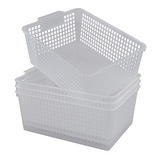 Eudokky Plástico Cestas de Almacenamiento 4 Unidades, Transparente Cestos Cesta Rectangular de...
