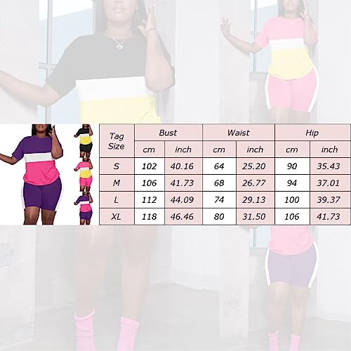 Conjunto feminino de 2 peças de shorts de motoqueiro, tamanho grande, gola redonda, para treino, con