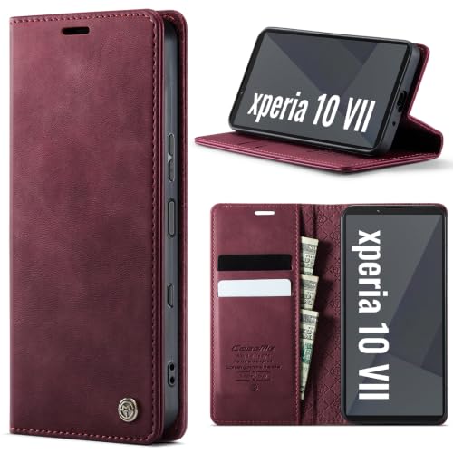 Cracedily Coque pour Sony Xperia 10 VII Pochette, Housse en Cuir PU Premium, Etui à Rabat, Pochette de Portefeuille, Antichoc, RFID Blocage Étui de...