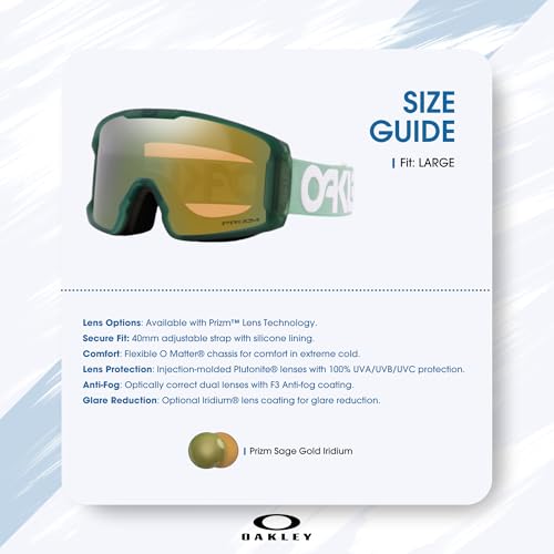 Image of Oakley Line Miner LARGE /MEDIUM Ski Goggles for Men for Women | In Matte Black, FP Black & Navy W Prizm Sapphire. Bonus kit: cleaning spray, cloth, screwdriver & mirror.
