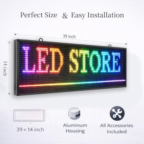 Image of YHY P10 LED Sign 39 inchx14 inch Outdoor Waterproof LED Display, High Brightness WiFi Programmable Scrolling Message Board for Store, Restaurant, Advertising