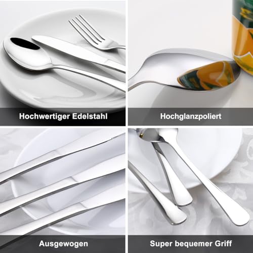 Foto von Tenghonghui Besteck Set 6 Personen, Besteck Set aus Edelstahl Messer und Gabel Set Rostbeständig und Spülmaschinenfest, Weihnachtsbesteck Service für 6 Personen