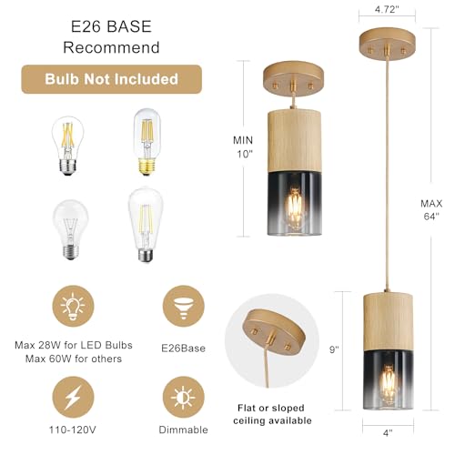 Image of 3-Pack Gold Pendant Light Fixtures, Adjustable Modern Black Pendant Lights for Kitchen Island, Industrial Glass Pendant Lights for Dining Table Hallway Bedroom Living Room
