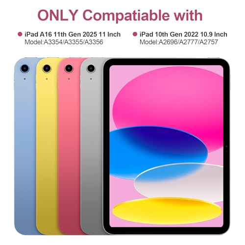 AHYWTAN for iPad 11/10th Generation Case with Keyboard,Detachable Bluetooth Keyboard case for iPad A16 2025 11 inch/10th Gen 2022 10.9’’ with Pencil Holder, Square Keycaps,Pink