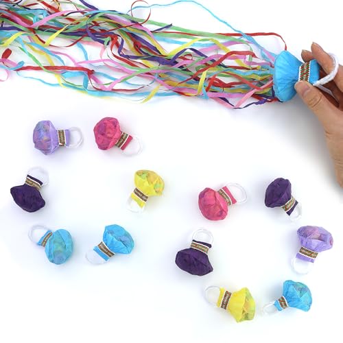 12 serpentinas coloridas lanzando serpentinas a mano, sin desorden, confeti, galletas, poppers, decoración de papel para fiestas, Año Nuevo, bodas, festivales