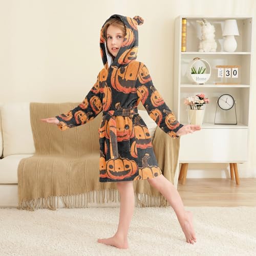 GuoChe Dark Pumpkin Pile Hooded Robes Robes For Kids3