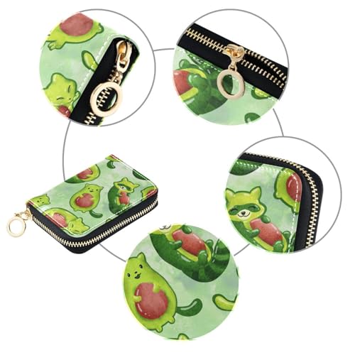 RFID Credit Card Holder Cute Avocado Animals Leather With Zipper Card Case Wallet for Women Girls3
