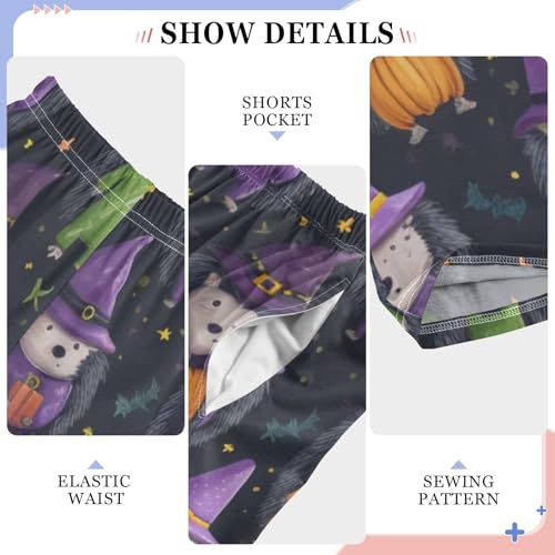 ZZXXB Halloween Hedgehog Boys Long Pants Soft Trousers Elastic Waist Kids Lounge Bottoms with Pockets S-XL4