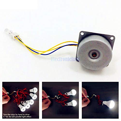 Miniatura 6 de Generador sin escobillas micro de 3 fases Mini generador de mano de viento DIY Motor 3-24V AC