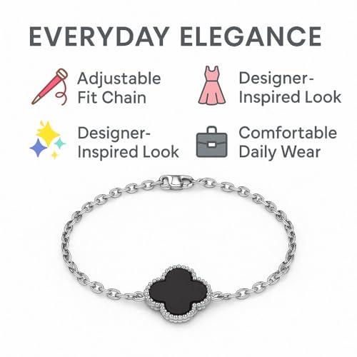 Image of Lucky Charm Clover Bracelet for Women | 925 Sterling Silver with 18K Gold Plating | Adjustable & Anti-Tarnish | Stylish Designer-Inspired Jewelry