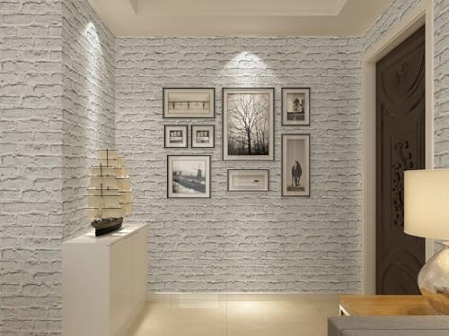 BUVU tapete 53x1000cm Steintapete Weiß Natur Stein, schöne edle Tapete im Steinmauer Loft Design, moderne 3D Optik für Wohnzimmer, Schlafzimmer oder Küche