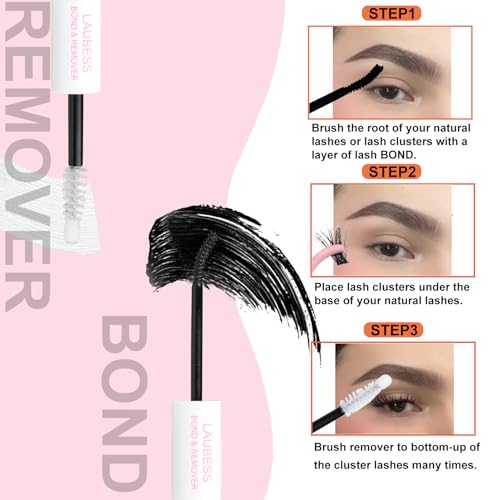 Image of Lash Glue for Eyelash Clusters LAUBESS Lash Bond and Remover 2 in 1 Lash Cluster Glue 10ml Adhesive Eyelash Glue Lash Remover for Lash Extensions Home Use