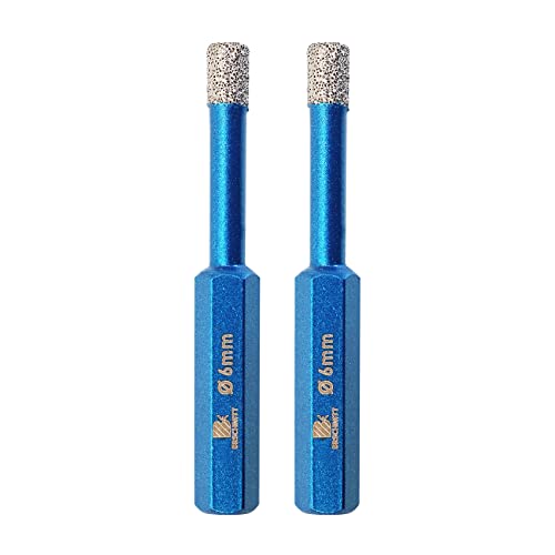 Diamant Trockenbohrer Fliesenbohrer 6mm - BRSCHNITT Sechskant-Schaft fliesenbohrer set Lochsäge für Keramik, Granit, Porzellan, Fliesen, Feinsteinzeug, Mauerwerk, Marmor（2Stück).
