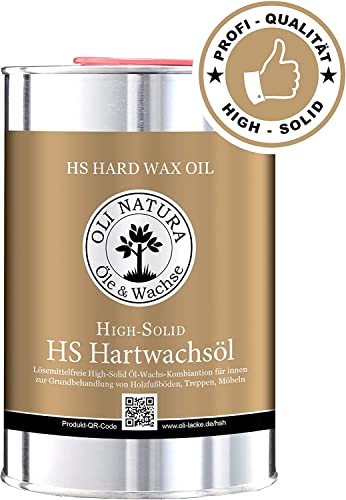 OLI-NATURA HS Hartwachsöl - Holzöl für Boden, Treppen & Möbel - lösemittelfrei, lebensmittelecht - seidenmatt, 1 Liter