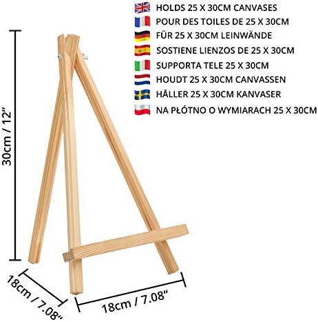 Belle Vous Wooden Tabletop Art Display Easel (4 Pack) - 30cm/12 Inches - Small Natural Pine Wood Tripods for Displaying Canvas Paintings - Arts & Crafts and Frames