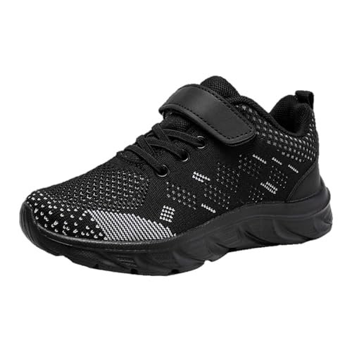 Deportivas Niño Multideporte, Zapatillas De Niño, Zapatillas Deportivas Casuales para niños, Transpirables, Antideslizantes, de Malla, Ligeras y Modernas (Negro, 32)