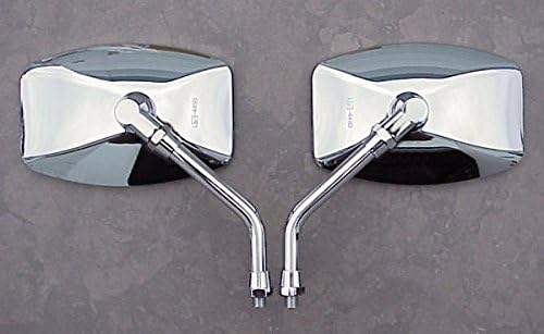 i5 Chrome BIG Mirrors compatible with Honda Kawasaki & Suzuki 10mm Handlebar Mount