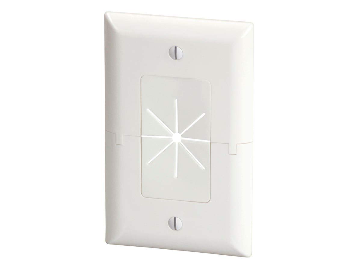 Monoprice Split Plate - with Flexible Opening, Low Profile Design, Easily Holds Up to 6 Cables, White