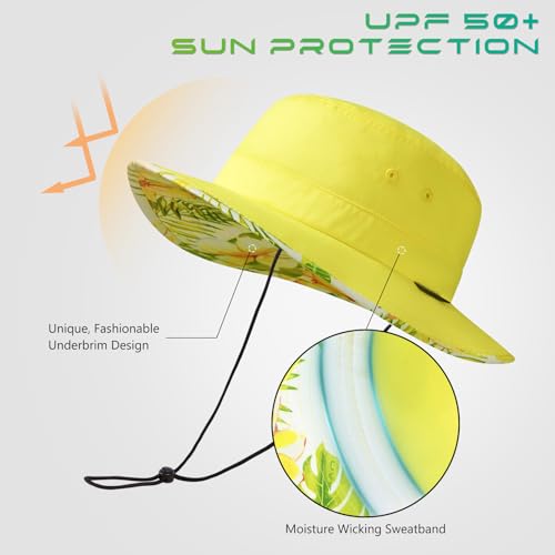 Image of UPF 50+ Foldable Sun Hat Patterned Under Brim Bucket Hats for Summer Hiking Fishing Beach Safari Men Women
