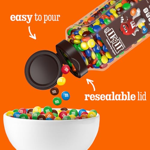 M&M's Milk Chocolate Bulk Candy in Resealable and Recyclable Jars, Party Size Assorted Chocolate Candies, Movie Night Snacks, Candy Buffet, 25.5 Oz Each (Pack of 2)